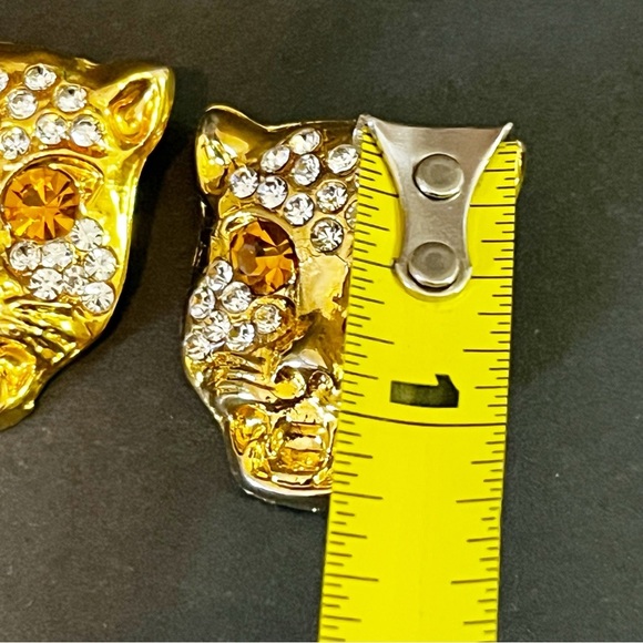 Leopard Panther Rhinestone Gold Pushback Concho Hardware Button Crafts Bling 5x - Picture 9 of 13